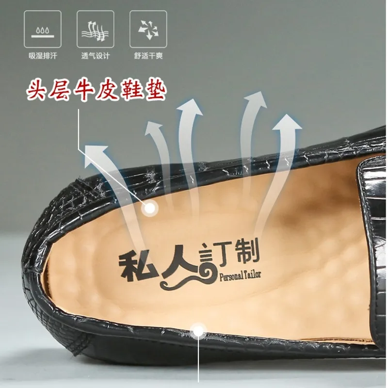 Authentic Crocodile Trendy Genuine Outsole Business Formal Shoes Men Casual Loafers Men's Leather Suede Shoes Oxford