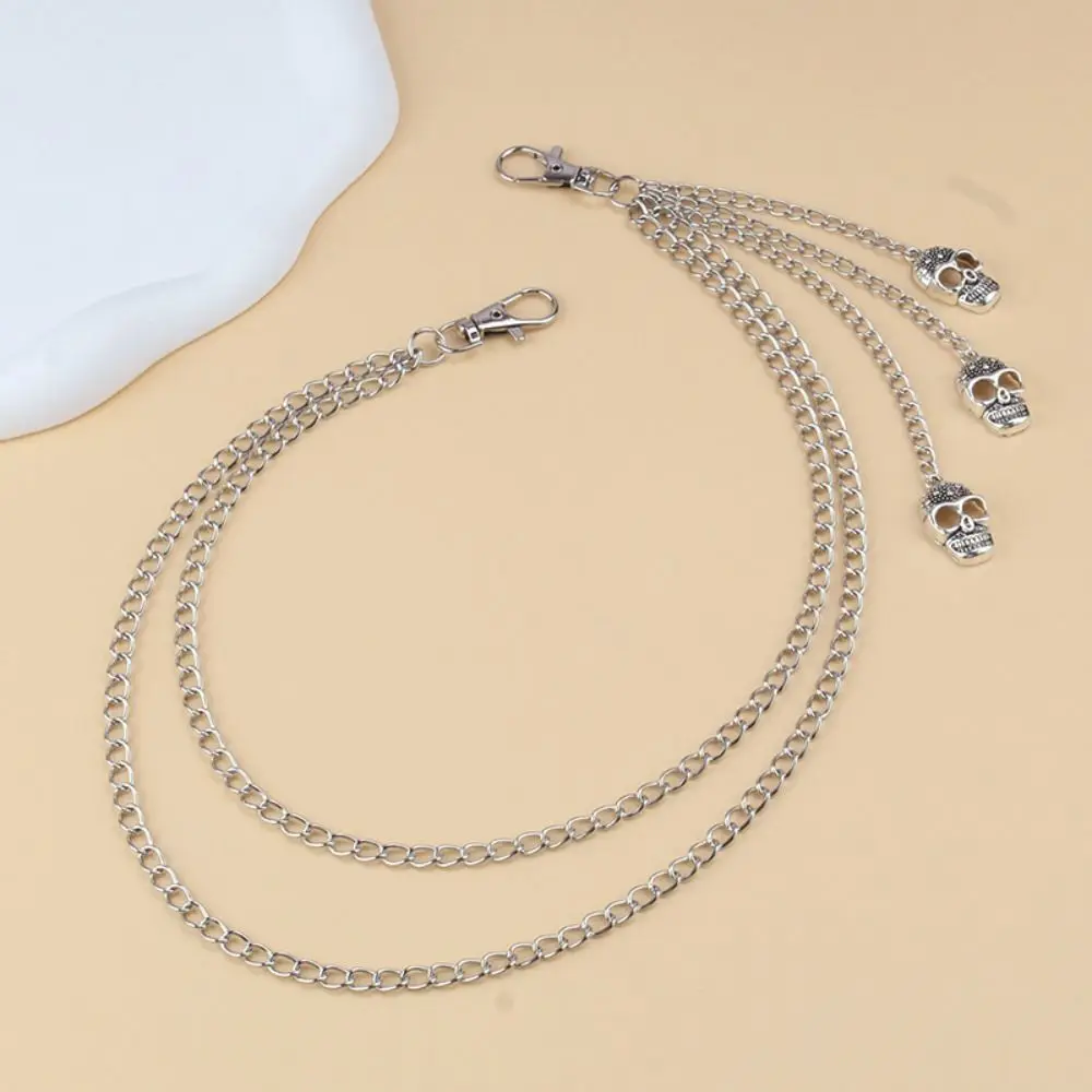 Silver Metal Alloy Skull Waist Chain Belt for Men and Women