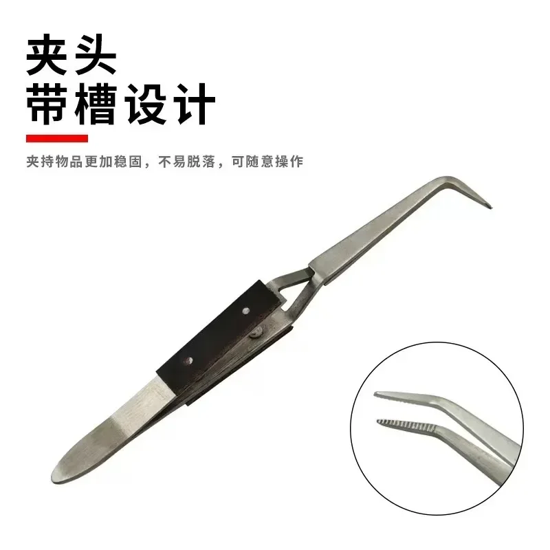 Stainless Steel Cross Locking Lock Tweezer Self Closing Jewelry Soldering Craft Repair Tool Insulated Straight Elbow Tip