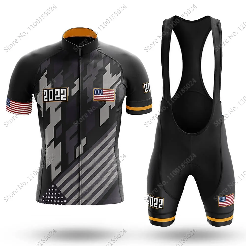 2022 Mens Cycling Jersey Usa National Team Set Summer Bicycle Clothing
