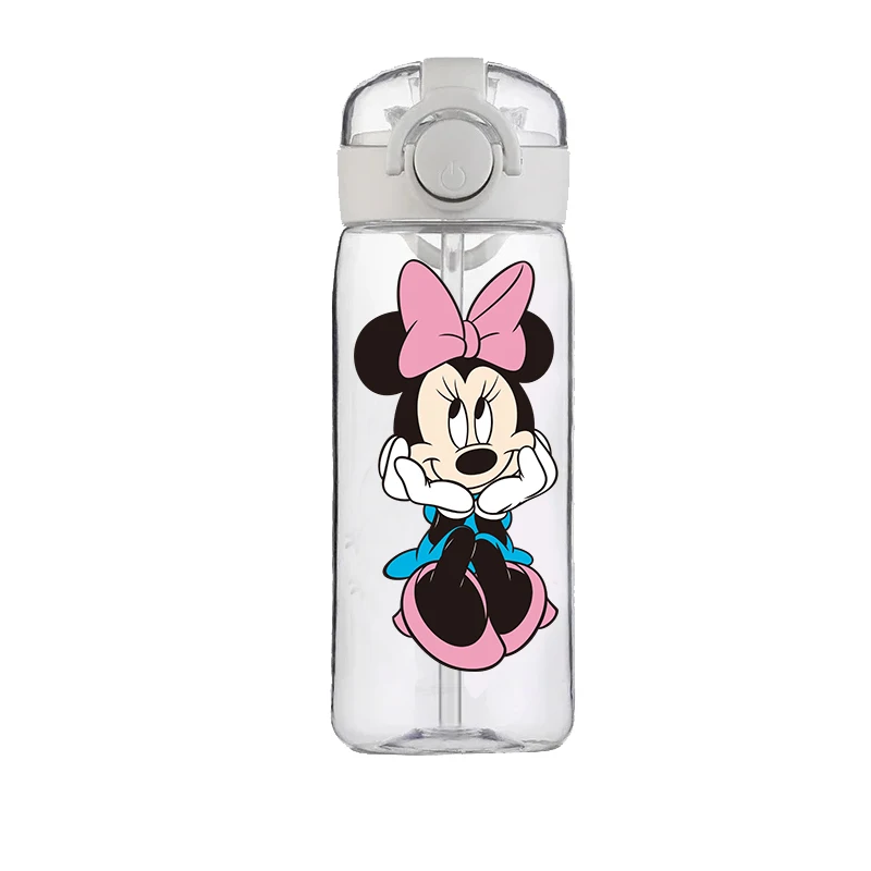 Disney Minnie Mouse Cute Cartoon Straw Cup Girls Children Students Drop-Resistant New Summer Water Glass Good-looking Portable 6