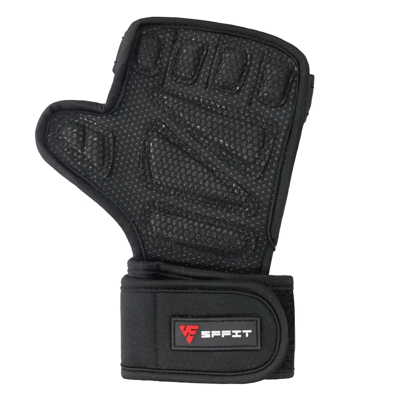 1 Pair Gym Fitness Crossfit Gloves With Wrist Wrap Silicone Non-Slip Weightlifting Bodybuilding Dumbbell Workout Palm Protect