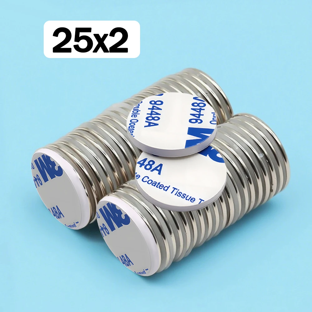 Ultra-Strong Neodymium Magnet with Adhesive Backing - Round N35 Permanent Magnet