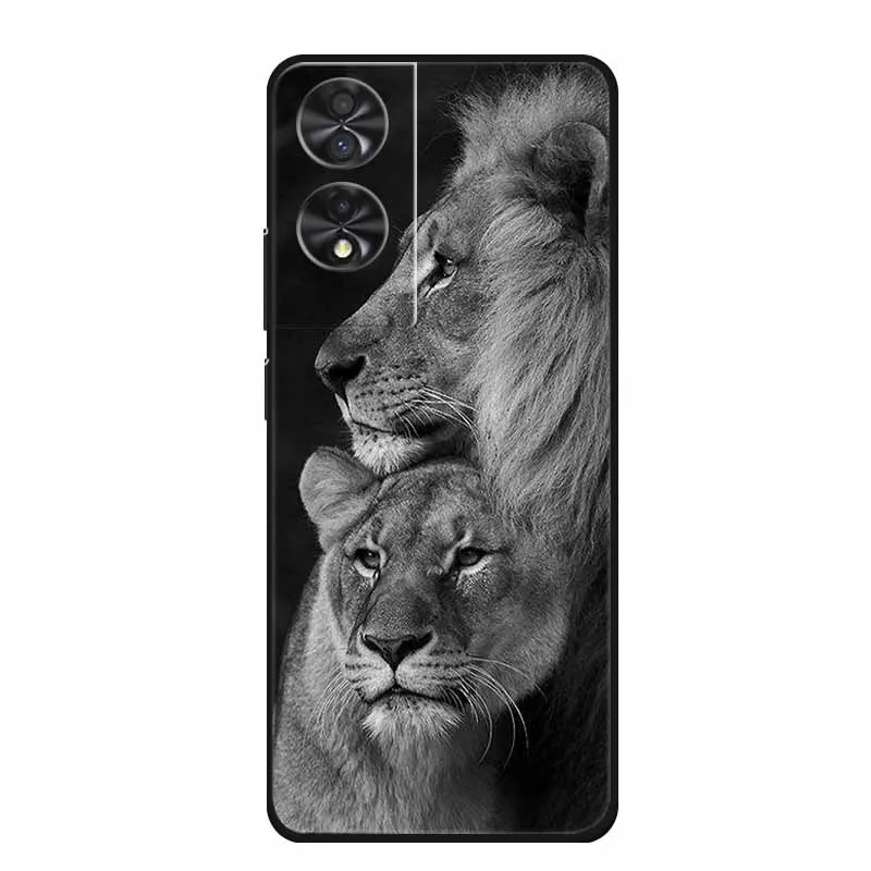 Animal Cartoon TPU Soft Silicone Phone Case Cover with Wolf Design