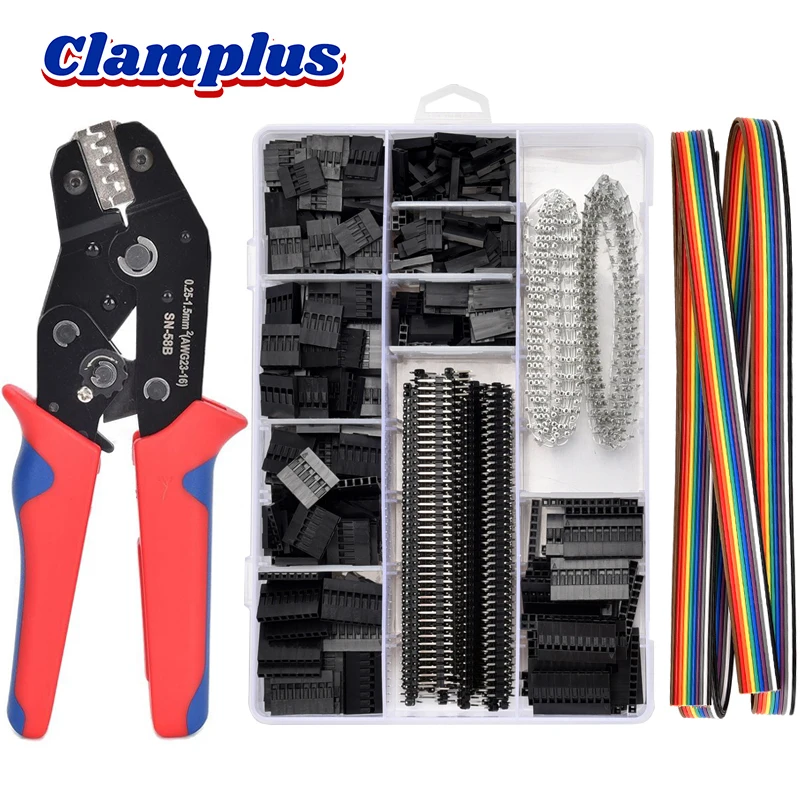 SN-58B 1550Pcs Dupont Connector Crimping Tool Mini Crimp Pliers Terminal Ferrule Crimper Wire Hand Tool Set Terminals Clamp Kit