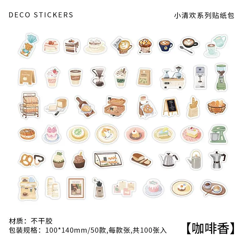 100pcs Cute Snack Stickers Food Stickers Drink Stickers Kawaii Small Beverage Stickers Decorative Masking Stickers for Personalize Laptop Scrapbook Da