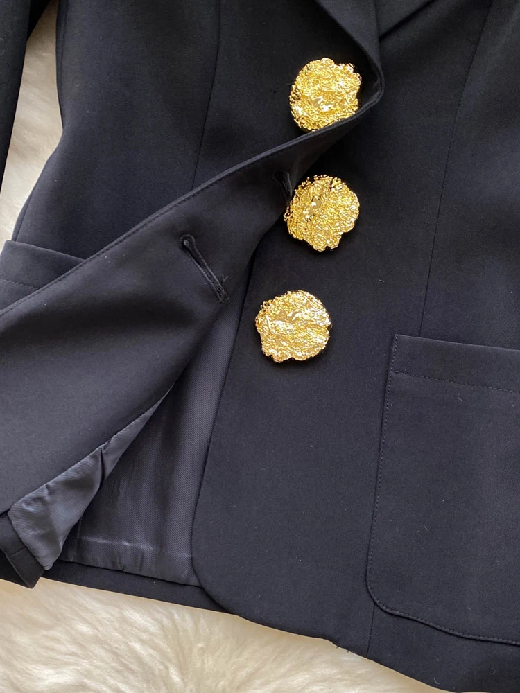 Luxury Gold metal buttons blazer for women 2024 Spring