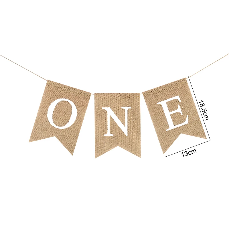 Burlap ONE Garland Boy Girl First Birthday Party Decoration Favors One Year Old Baby High Chair Flag Banner Photo Props Supplies