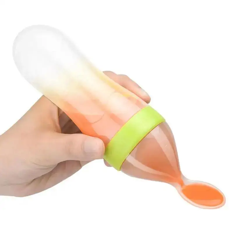 Baby Silicone Rice Paste Spoon Rice Powder Complementary Food Tools Squeeze Baby Feeding Spoon Fruit Puree