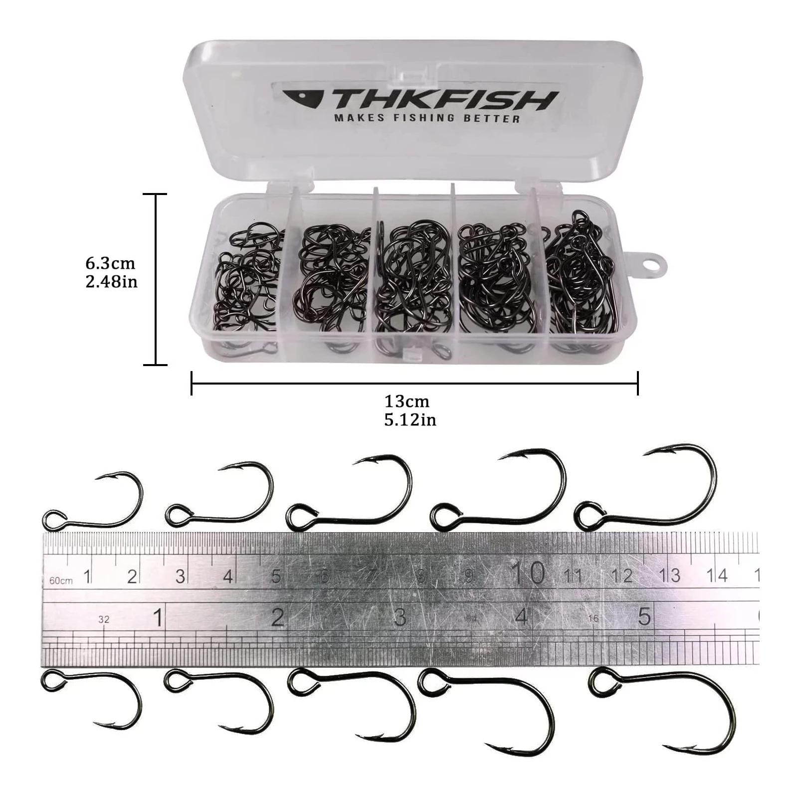 50pcs/box Large Eye Inline Single Hook #2 #1 #1/0 #2/0 #3/0