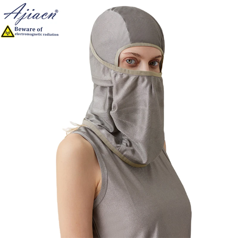 Anti-radiation 100% silver fiber knitted fabric head hood Comfortable, breathable Electromagnetic radiation shielding head hood