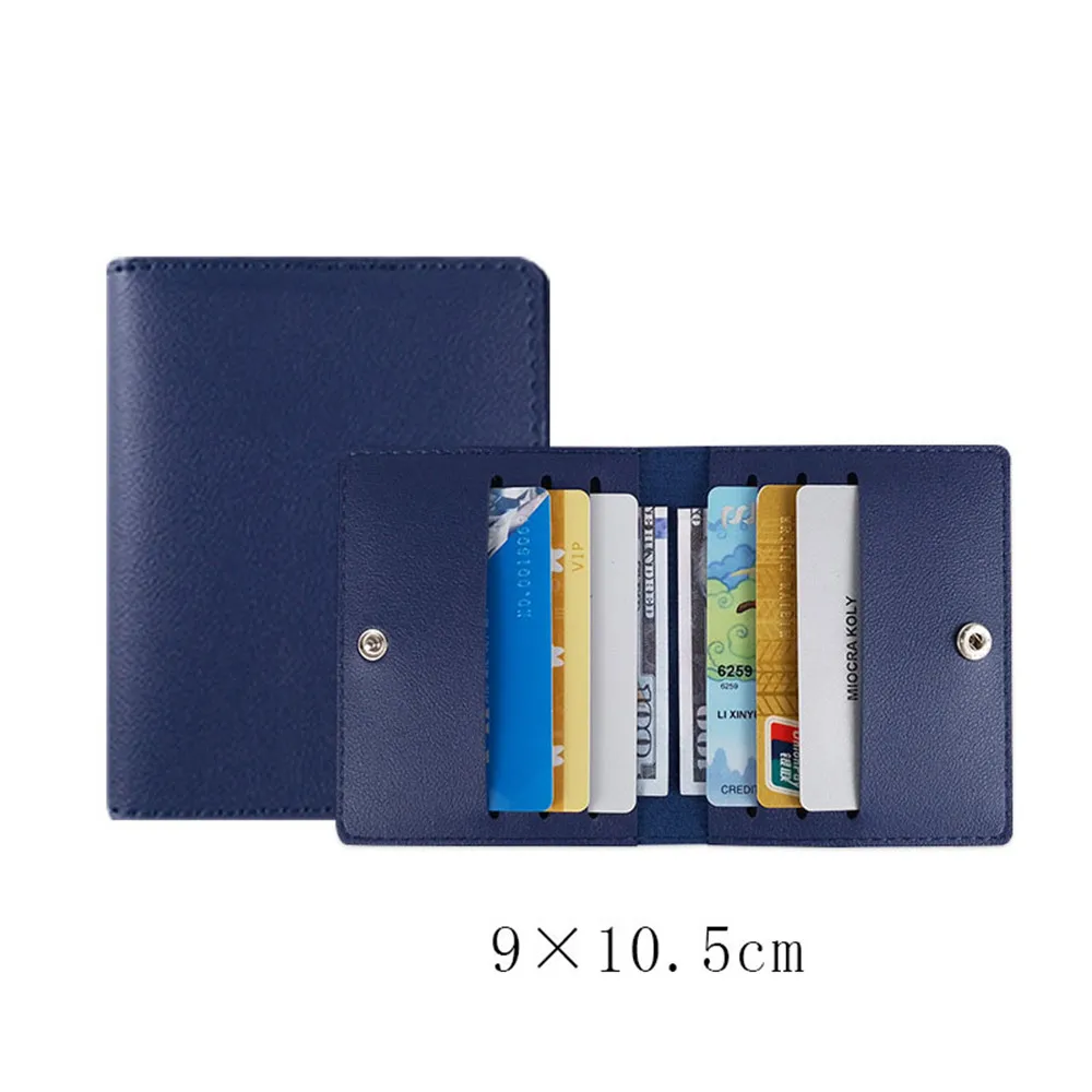 10.5*9cm Men Women PU Leather Solid Color Card Cover Case Pocket Wallets Small Card Holder Pouch Card Holder Purse Wallet