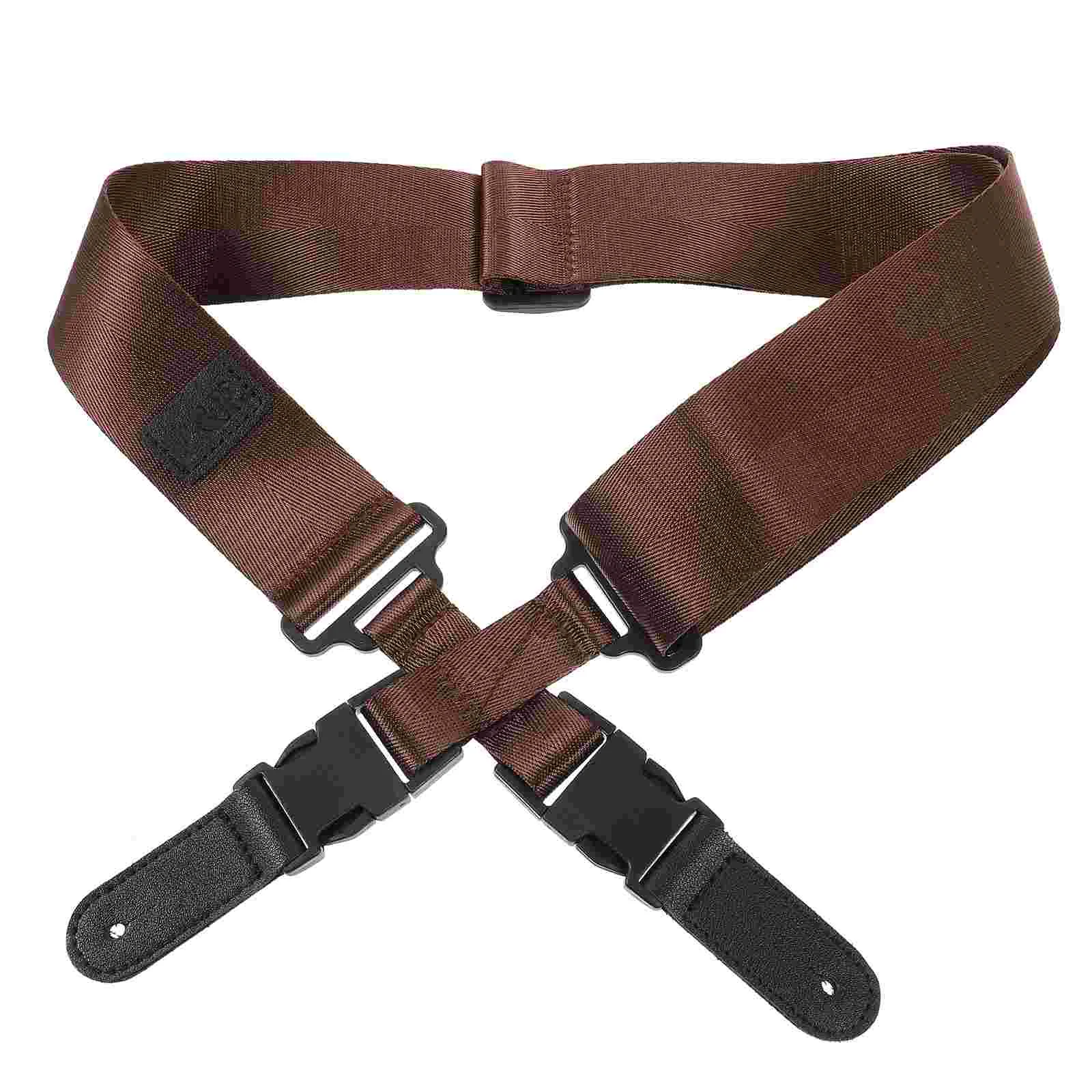 

Guitar Strap Nylon Folk Electric S502-a Brown Adjustable Sling Slings Bass Replacement Belt Instrument