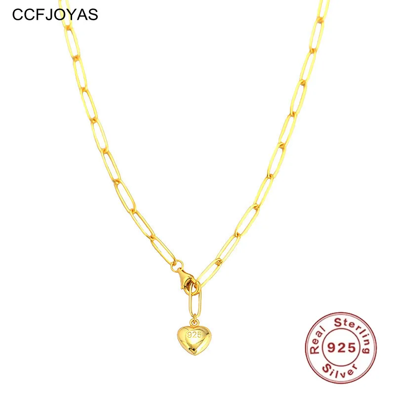 

CCFJOYAS High Quality 925 Sterling Silver Metal wind Peach Heart Necklace for Women ins Niche Clavicle Chain Wedding Fine Jewelr