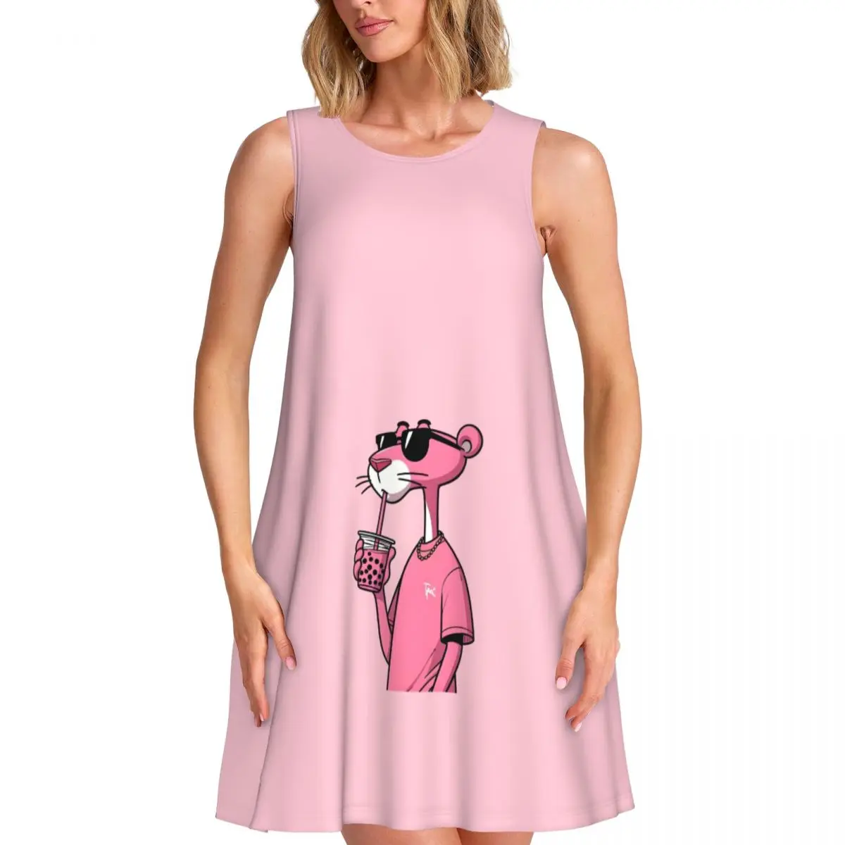 Vestido veraniego suelto con pantera P personalizado con estampado