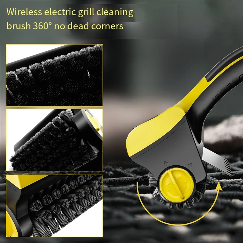 Wireless Electric Barbecue Grill Cleaning Brush, Household Kitchen Tile Cleaning Brush Replaceable Brush Headsm12k