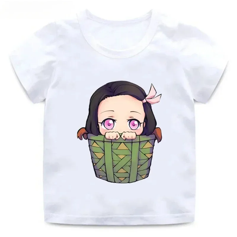 Summer Cotton Funny Children T-Shirts Fashion Baby Clothes Anime Demon Slayer Kamado Nezuko Printed Girls T Shirt Kids Tees Tops 6