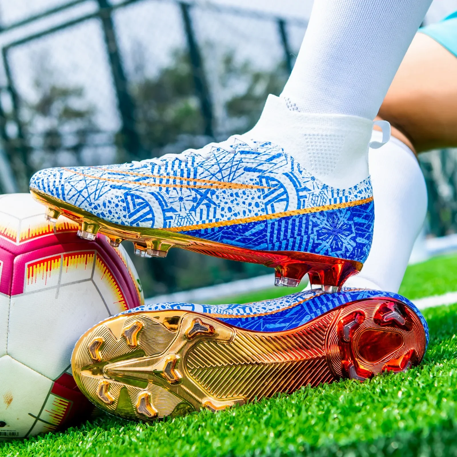 Football Boots TF/FG Training Grass Outdoor Professional Soccer Shoes Men Women Adult Teenager Non-Slip Soccer Cleats Sneakers