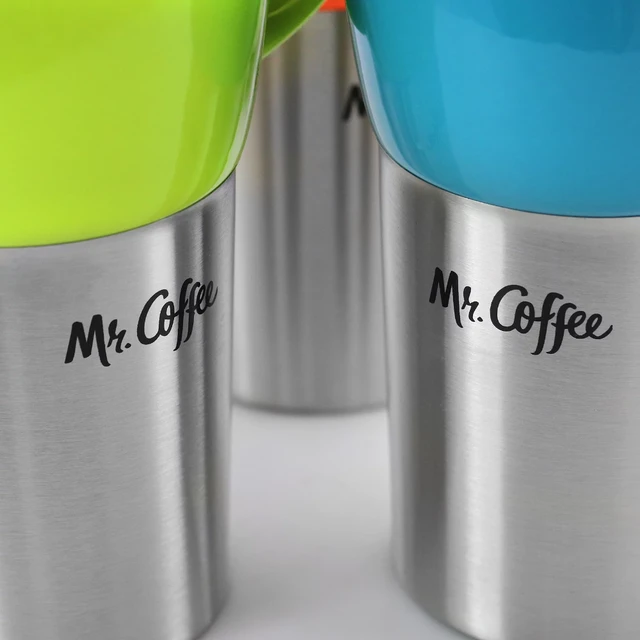 Mr. Coffee 16oz 3pk Stainless Steel Traverse Colorful Travel Mugs