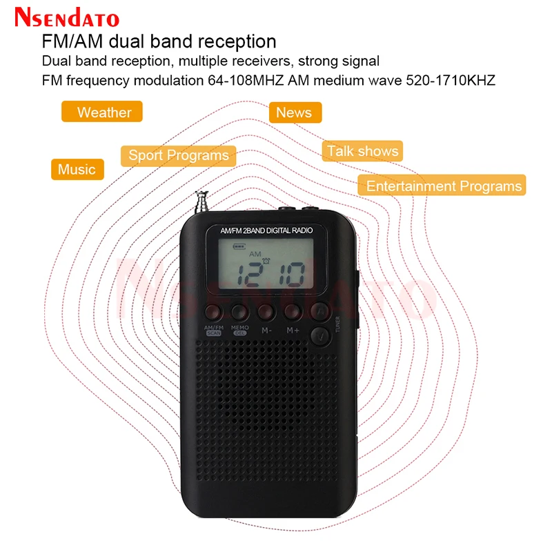 HRD 104 Pocket AM FM Mini Digital Stero Radio With LCD Display Loundspeaker Protable 2 Band Rechargeable MP3 Music Radio Player