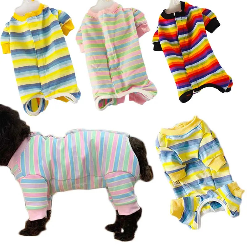 

Soft Dog Pajamas Jumpsuit Strips Pet Clothes Wrapped Puppy Cat Pyjamas Tracksuit Dog Costume Pets Pijamas For Small Dogs Chiwawa