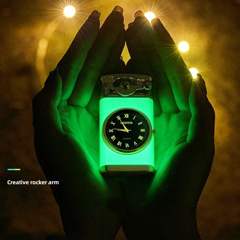 Windproof Gas Lighter Wrist Watch Cigar Lighter Outdoors Jet Double Tube Lighters Men Cigarette Accessories