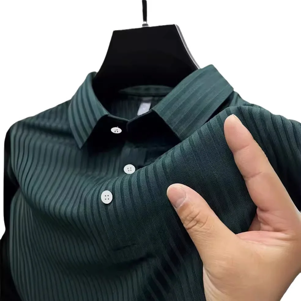 2024 여름 캐주얼 비즈니스 쇼핑 셔츠 칼라 스트라이프 스포츠 통기성 폴로 셔츠, 빠른 판매
