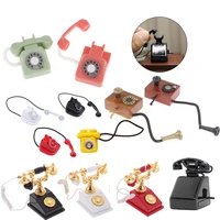 1Pc Dollhouse Mini Retro Telephone 1:12 Dollhouse Miniature Simulation Mini Phone Retro Telephone Model Home Furniture Decor 1