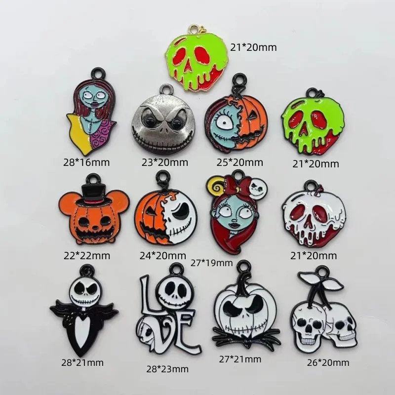 10 pieces of enamel charm cartoon animal earrings pendant DIY keychain necklace jewelry pendant necklace Halloween Easter gift