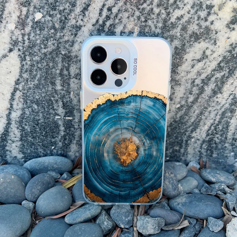 Luxury Wood Pattern Laser Back Cover with Tree Ring Texture