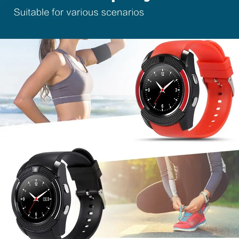 2022 V8 2G Ʈ ġ ȭ ð SIM 2G ī ī޶  ̾ Smartwatch IOS  ƮϽ ƮĿ