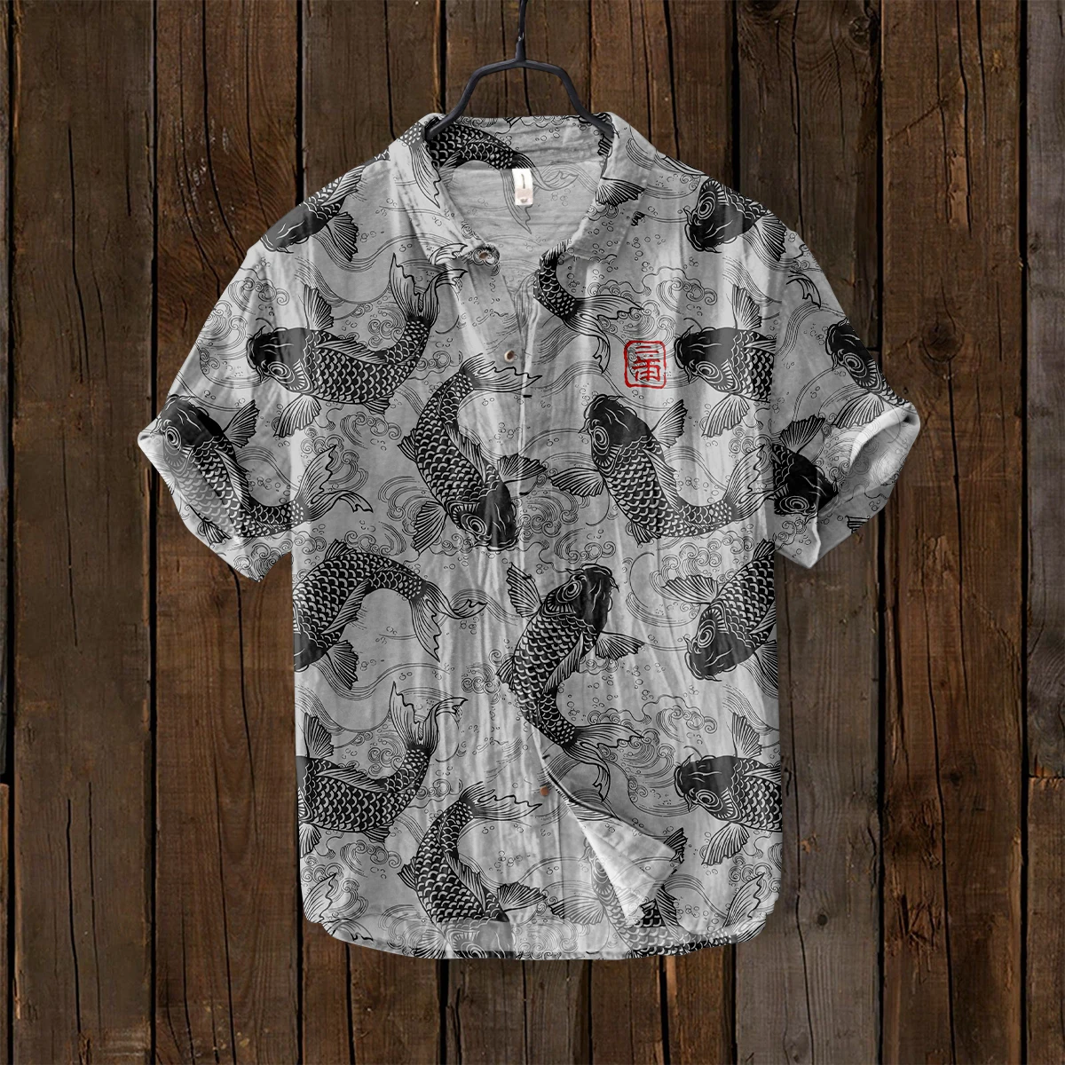 Ink And Pine Japanese Art Print Linen Shirt