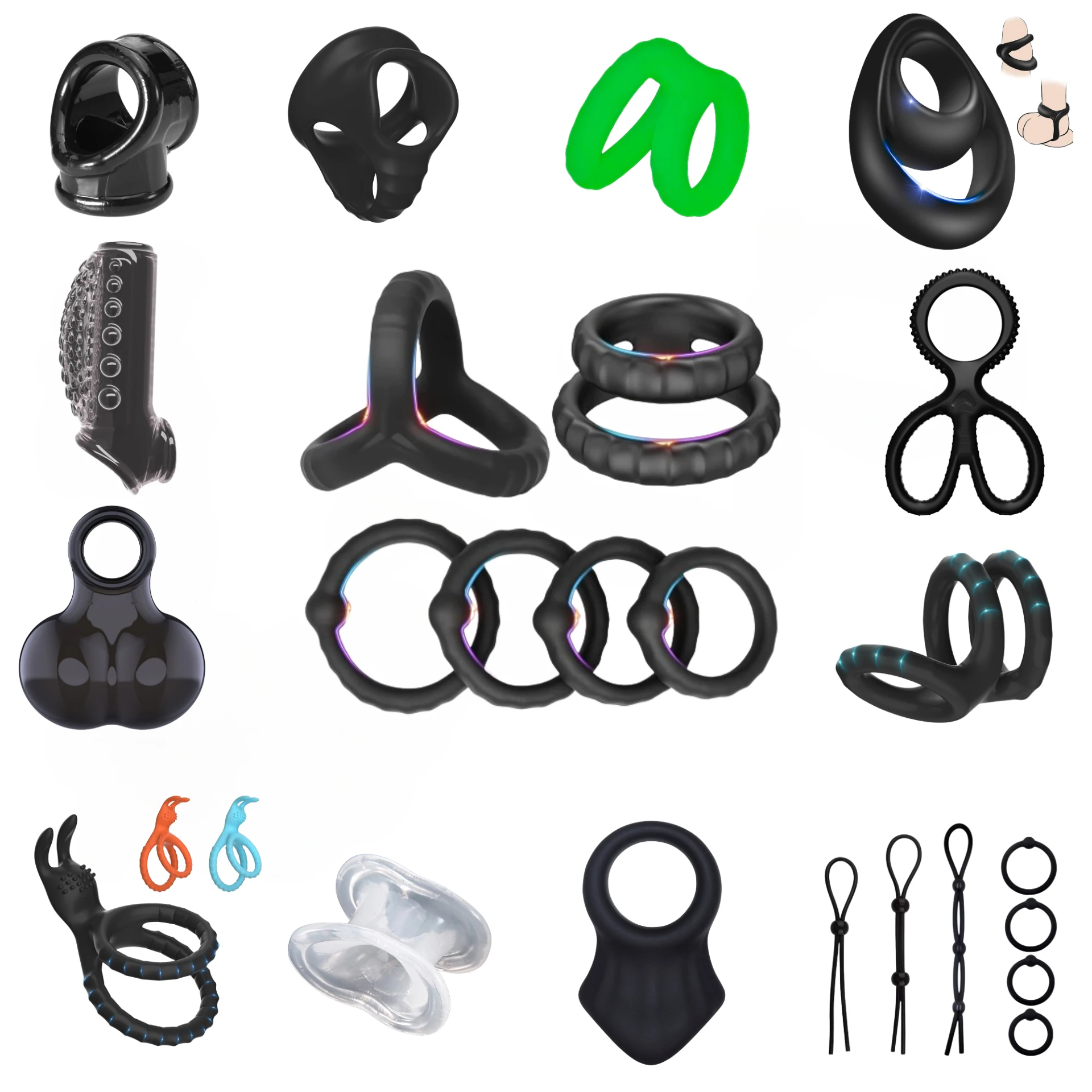 Penis Ring Cock Rings Silicone Ball Stretcher Delay Ejaculation TPE Penis Ring for Men Sex Toys Adjustable Semen Lock Ring SM Penis Sleeve
