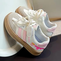 PU Leather Sneakers For Children Anti-slippery Outdoor Teenager Girl's Skate Shoes Soft-soled Breathable Kid's Sport Shoes 1