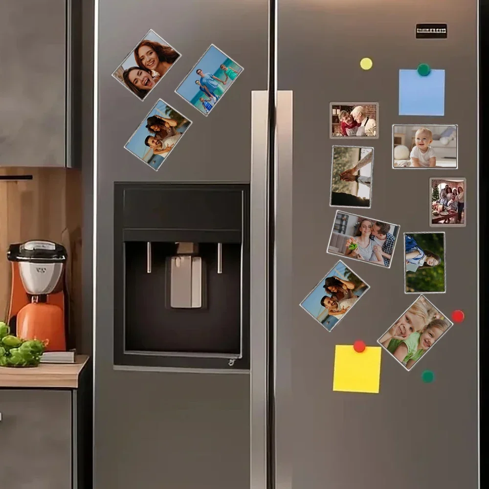 Magnetic Photo Holders Transparent Magnet Photoes Holders Acrylic Refrigerator Magnetic Display Holder Home Pictures Organizer DIY Decorative Products