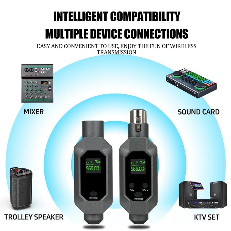 무선 마이크 송신기 리시버 Xlr 무선 마이크 시스템에 연결, 다이나믹 48V 콘덴서 마이크