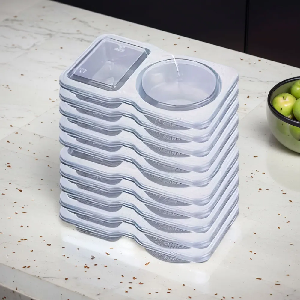 Double Compartment Transparent Dressing Containers Leakproof Stackable Storage Snack Containers Disposable for Travel Picnic