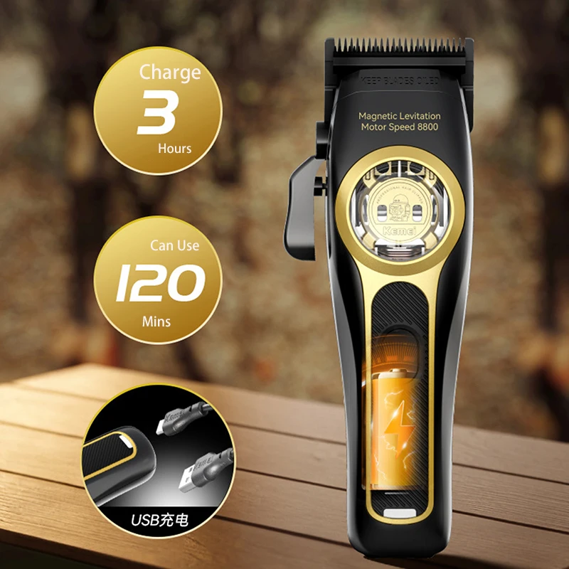 Hair trimmer Hair clipper Kemei KM-2373 Baber Professional Hair Clipper Hair Cutting Machine with Charging Base for Men Electric Trimmer Men Gift