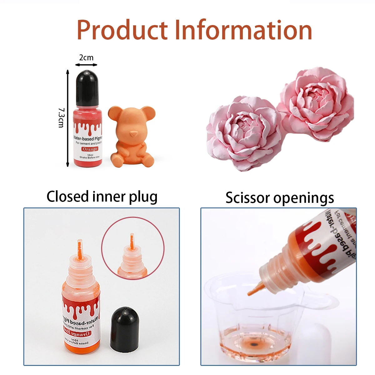 24색상 10ml 수성 석고 시멘트 착색제 석고 안료 수채화 에센스 염료 DIY 석고 공예 안료 도자기 코팅제