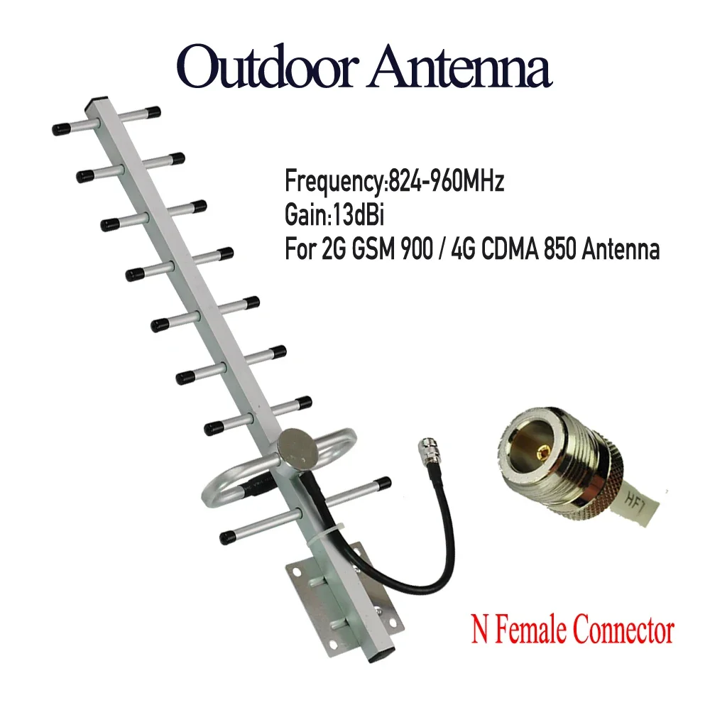 ZQTMAX 13dbi yagi antenna for 824-960mhz Cell phone signal booster 900 GSM 850 CDMA 2G 4G Repeater outdoor yagi angenna zqtmax power splitter divider 4 way cavity n type 800 2500mhz for 3g cdma gsm cell phone signal booster repeater and antenna