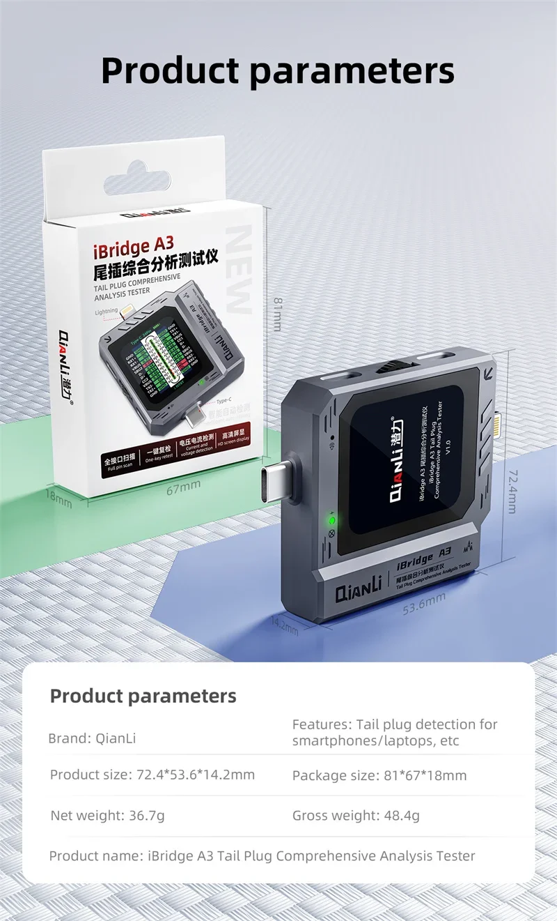 iBridge A3 phone tail plug analysis detector with built-in power supply for Appl