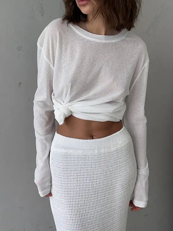 Hirsionsan Basic soft T Shirts Women Summer autumn Long