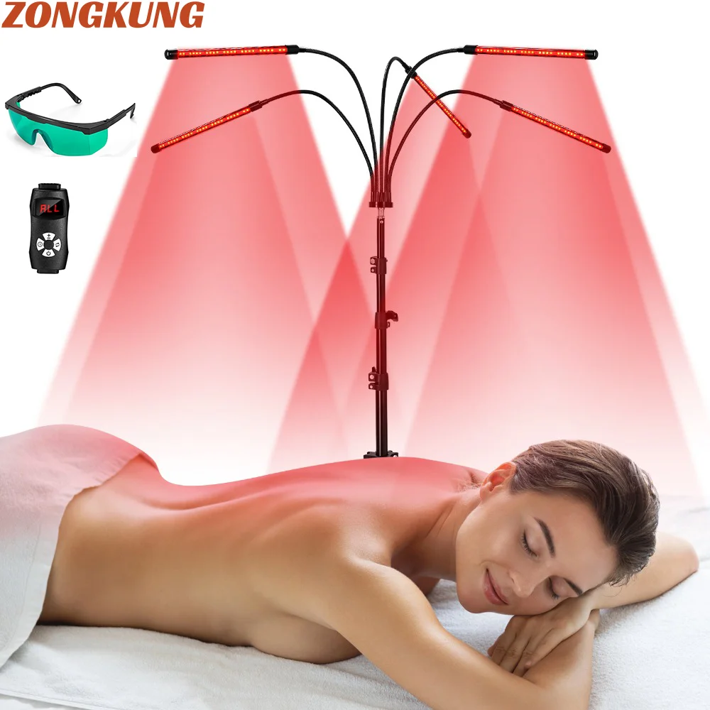 Red Light Therapy Lamp 4/5Light Tubes LED 660nm&850nm Infrared Therapy with Stand for Body Relieve Pain and Lose Weight