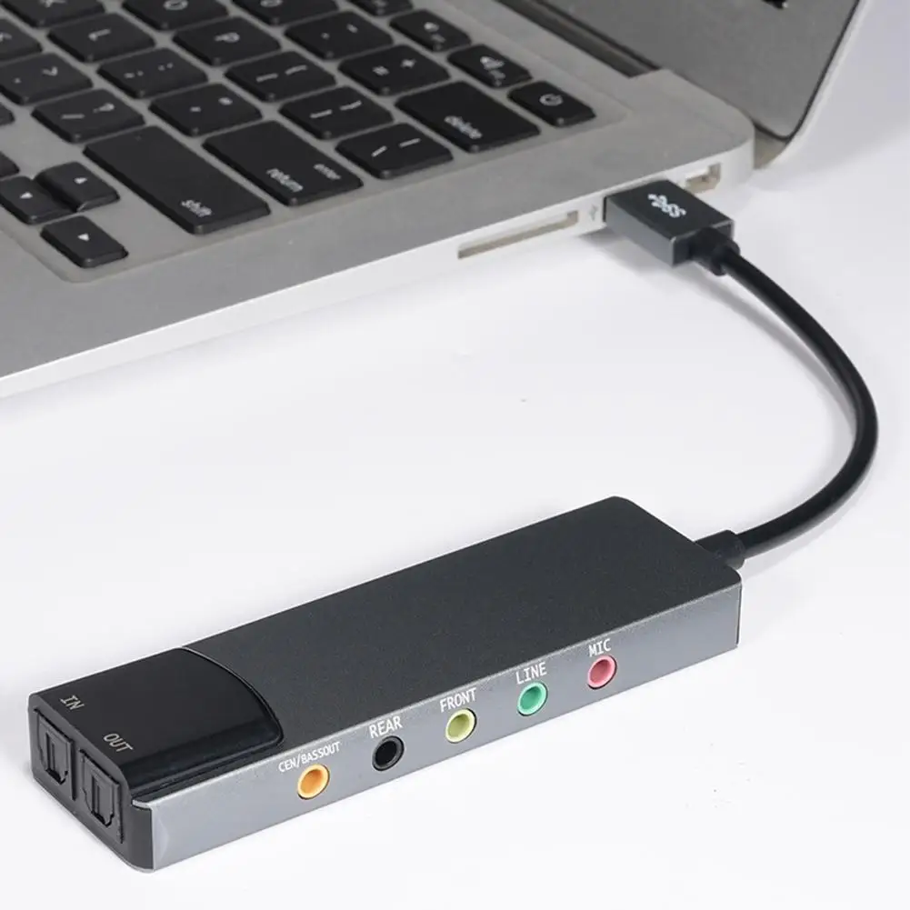 Aluminium Alloy USB Sound Card 6 Channel Professional 5.1 Optical External Audio Card Converter CM6206 Chipset for Laptop PC