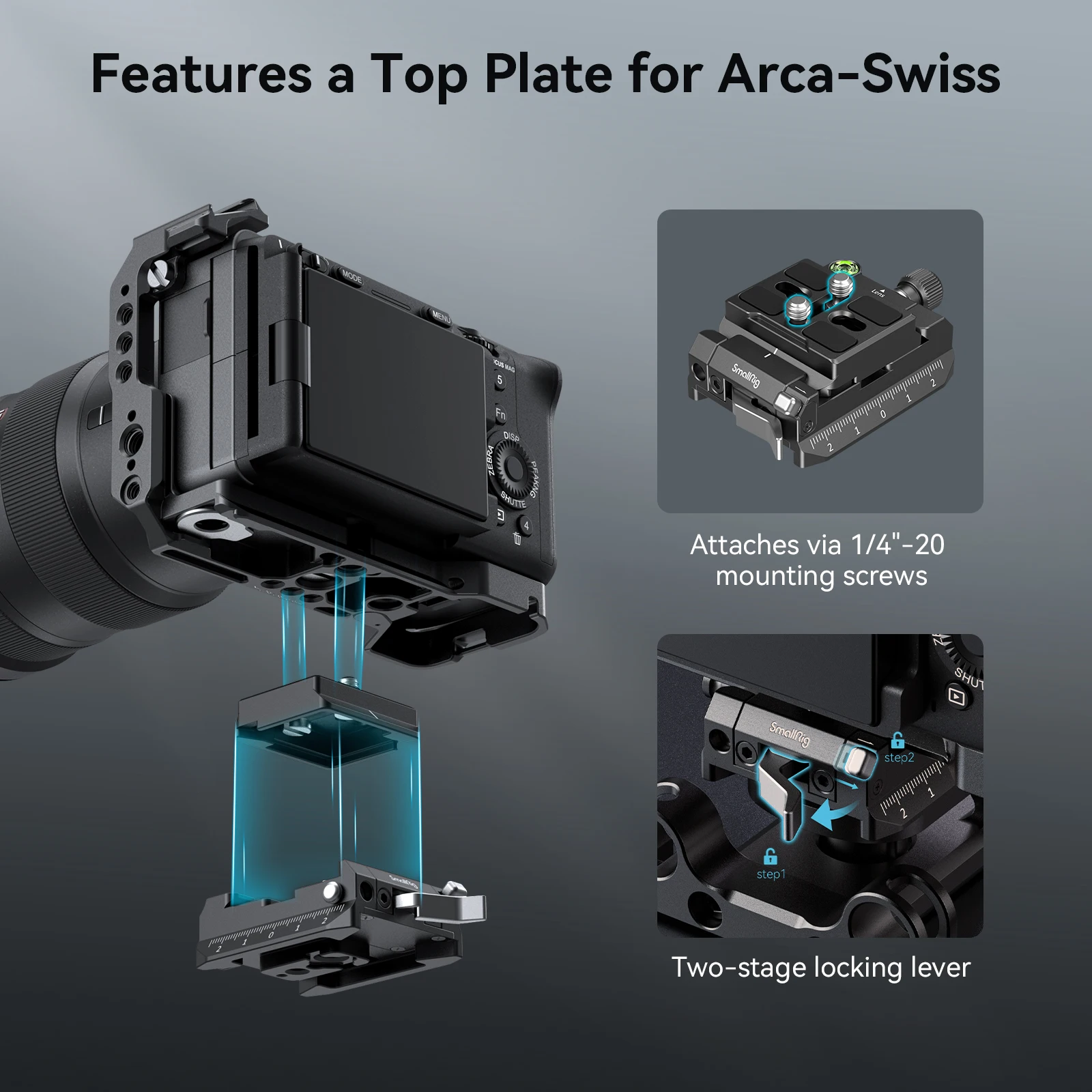 핸드헬드, 스태빌라이저 및 삼각대용 SmallRig Arca-Swiss / Manfrotto 호환 마운트 플레이트 키트 스트림라인 장면 전환 4234