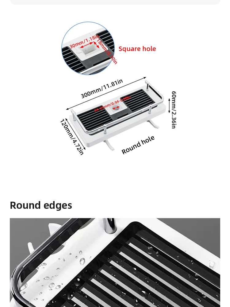 Description Picture 5 of itemShower Shelf Home Bathroom Bathroom Lift Bracket Without Holes Bathroom Shower Rod Tray Storage