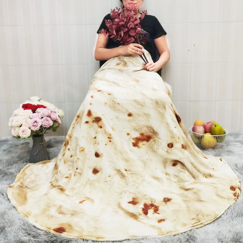 피자 토틸라 토틸라 담요, 피타 라바시 부드러운 담요, 침대 울 소파 격자 무늬 플러시 침대보, Manta Burito Koce