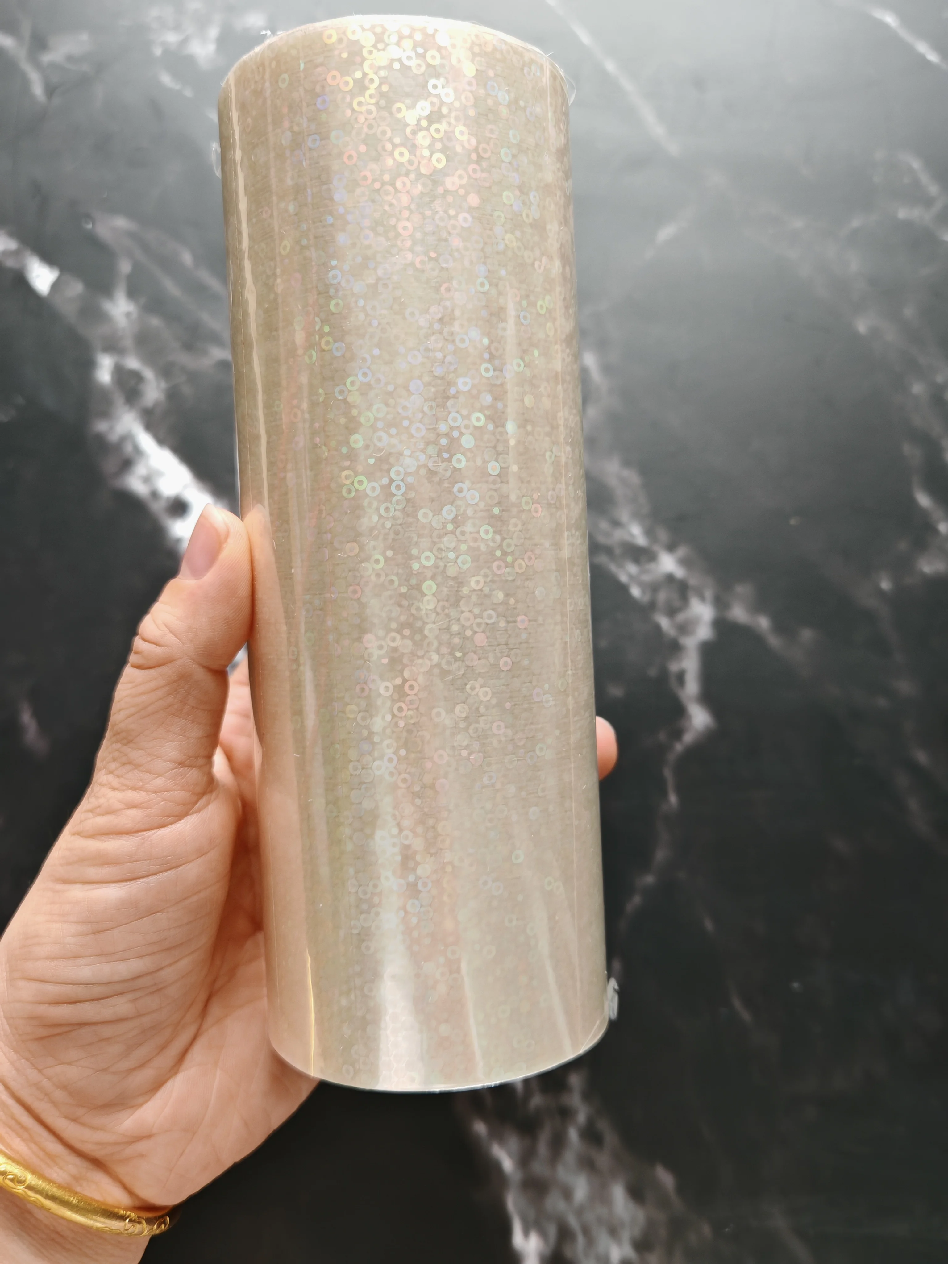 홀로그램 포일 작은 버블 투명 포일 종이 또는 플라스틱에 핫 스탬핑 16cm x 120m/로트 DIY 패키지 박스 작은 원형