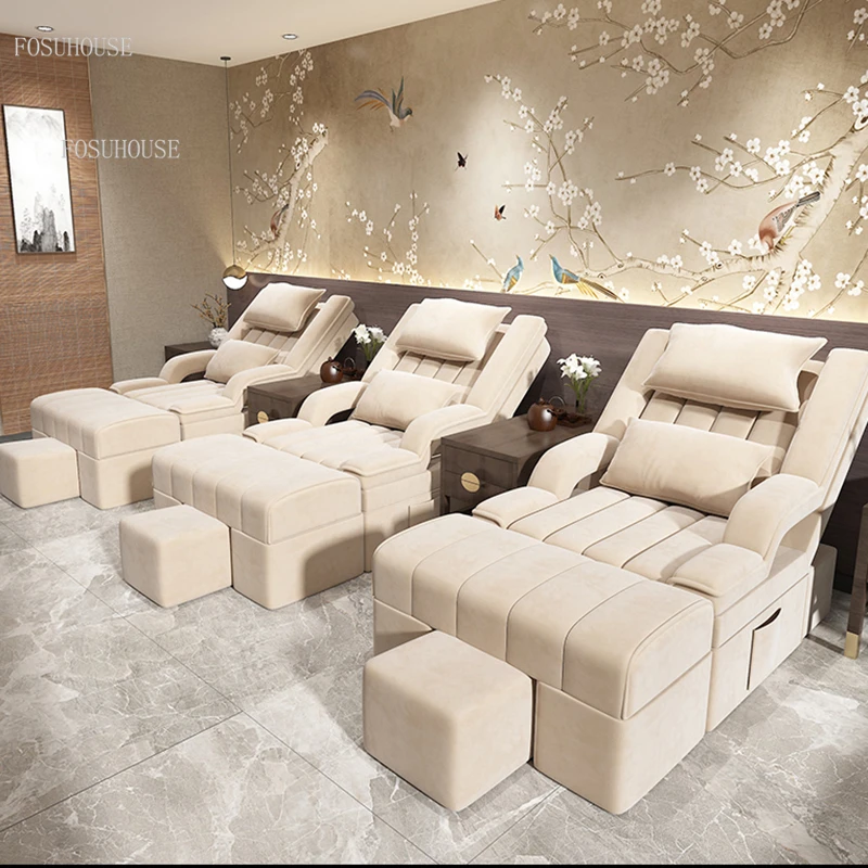 Light Luxury Reclining Sofas Pedicure Sofa Foot Massage Chair Nail Shop