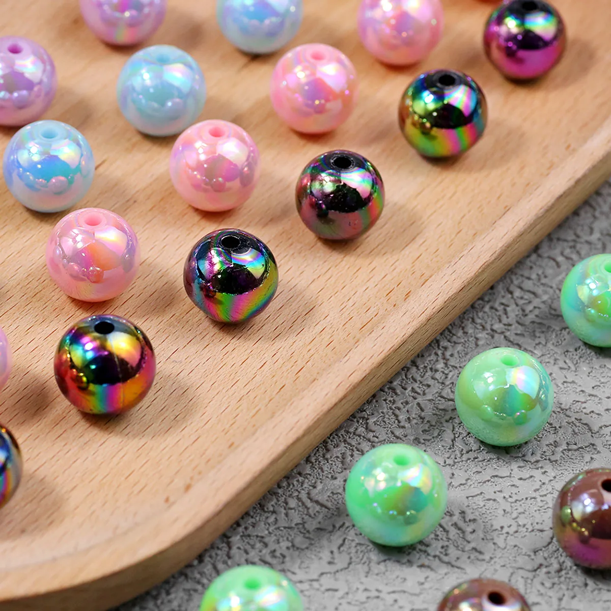 16mm 20Pcs Pen Beaded Acrylic Round Loose Beads AB Color for Jewelry Making Handmade Craft Supplies Bracelet Necklac